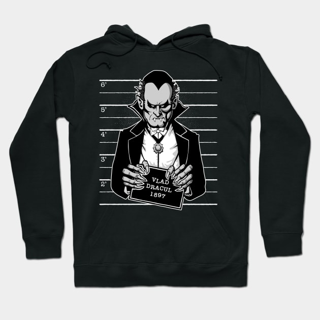 Count Dracula Vampire Monster Mugshot Hoodie by Grandeduc